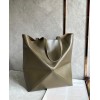 Loewe Large Puzzle Fold Tote Bag in Dark Green Calfskin