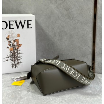 Loewe Puzzle Edge Small Bag In Khaki Green Satin Calfskin Loewe Puzzle Edge Small Bag In Khaki Green Satin Calfskin