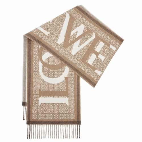 Loewe Love Scarf in Beige Wool and Cashmere Loewe Love Scarf in Beige Wool and Cashmere