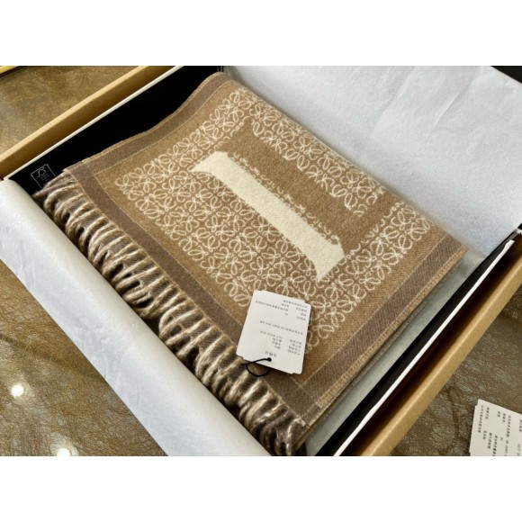 Loewe Love Scarf in Beige Wool and Cashmere