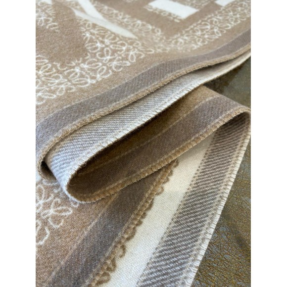 Loewe Love Scarf in Beige Wool and Cashmere