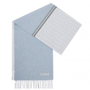 Loewe Anagram Scarf in Baby Blue Wool and Cashmere Loewe Anagram Scarf in Baby Blue Wool and Cashmere