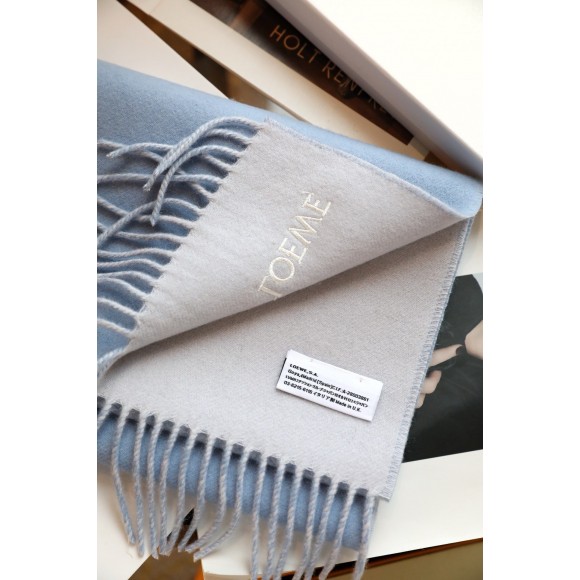 Loewe Anagram Scarf in Baby Blue Wool and Cashmere