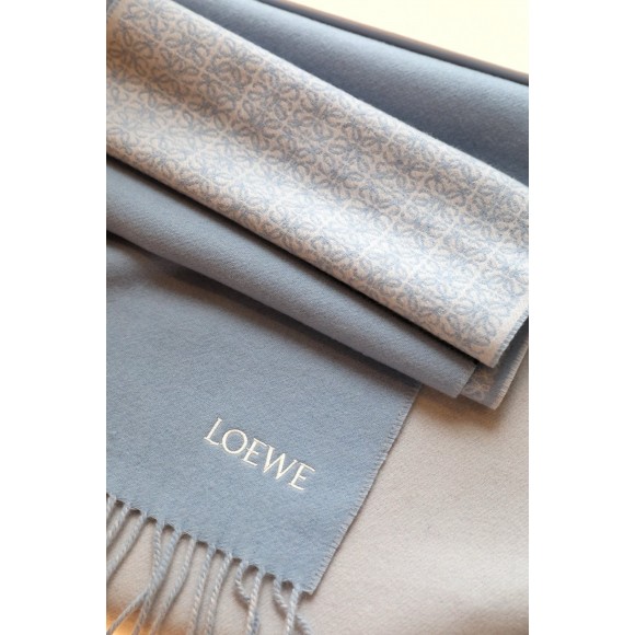 Loewe Anagram Scarf in Baby Blue Wool and Cashmere