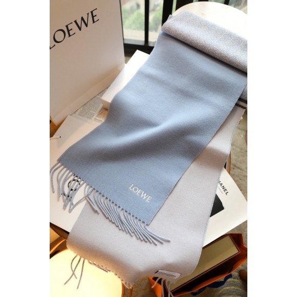 Loewe Anagram Scarf in Baby Blue Wool and Cashmere