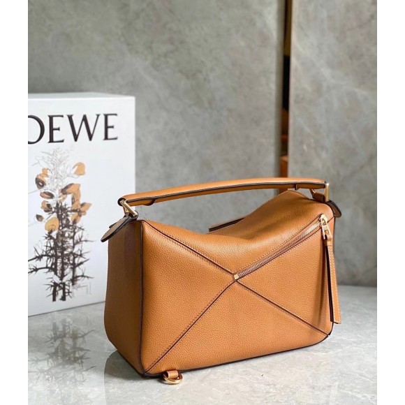Loewe Puzzle Small Bag In Brown Grained Calfskin Loewe Puzzle Small Bag In Brown Grained Calfskin