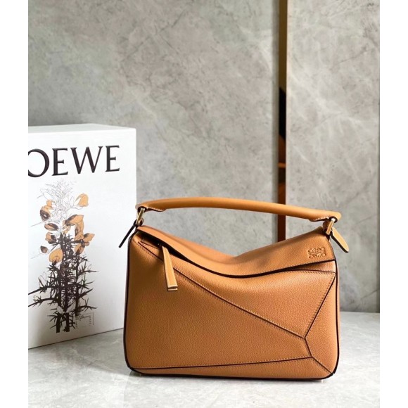 Loewe Puzzle Small Bag In Brown Grained Calfskin Loewe Puzzle Small Bag In Brown Grained Calfskin