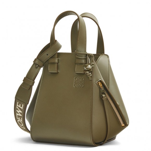 Loewe Compact Hammock Bag in Khaki Green Satin Calfskin Loewe Compact Hammock Bag in Khaki Green Satin Calfskin