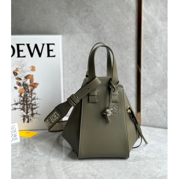 Loewe Compact Hammock Bag in Khaki Green Satin Calfskin Loewe Compact Hammock Bag in Khaki Green Satin Calfskin