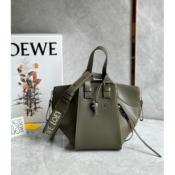 Loewe Compact Hammock Bag in Khaki Green Satin Calfskin Loewe Compact Hammock Bag in Khaki Green Satin Calfskin
