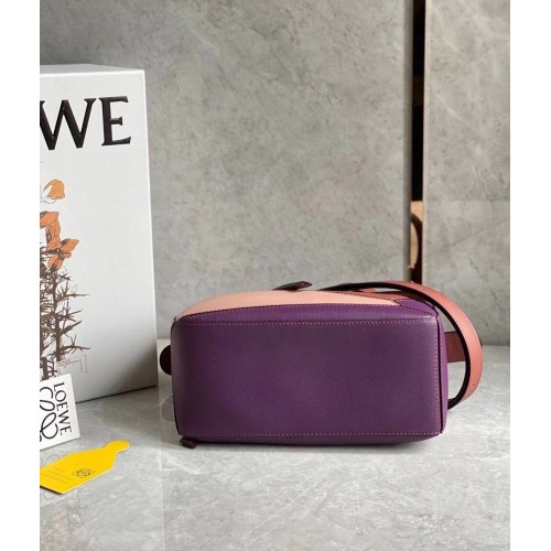 Loewe Puzzle Small Bag In Multicolour Purple Calfskin