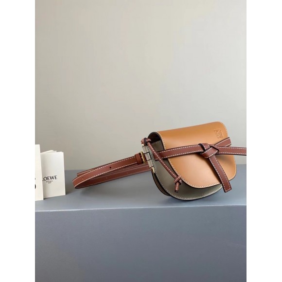 Loewe Gate Dual Mini Bag In Amber/Grey Calfskin Loewe Gate Dual Mini Bag In Amber/Grey Calfskin