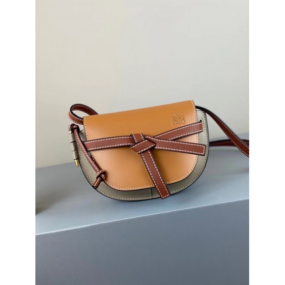 Loewe Gate Dual Mini Bag In Amber/Grey Calfskin Loewe Gate Dual Mini Bag In Amber/Grey Calfskin