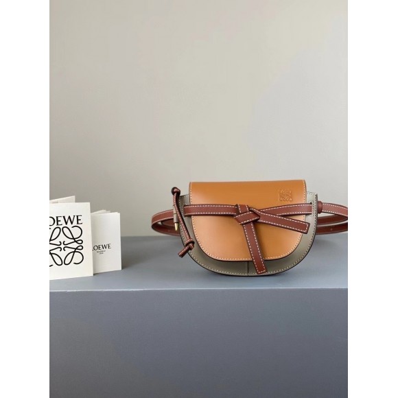 Loewe Gate Dual Mini Bag In Amber/Grey Calfskin Loewe Gate Dual Mini Bag In Amber/Grey Calfskin