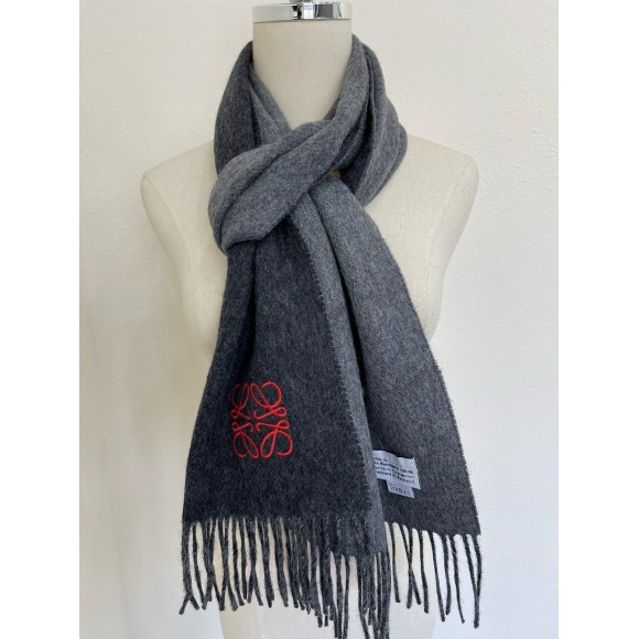 Loewe Window Scarf in Black/Grey Wool and Cashmere