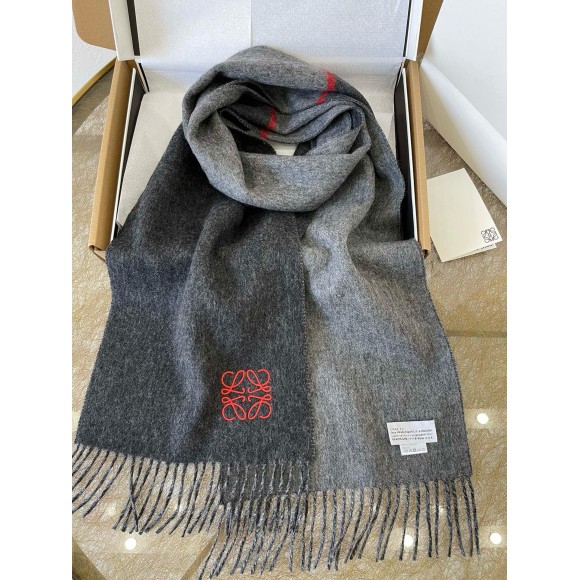 Loewe Window Scarf in Black/Grey Wool and Cashmere