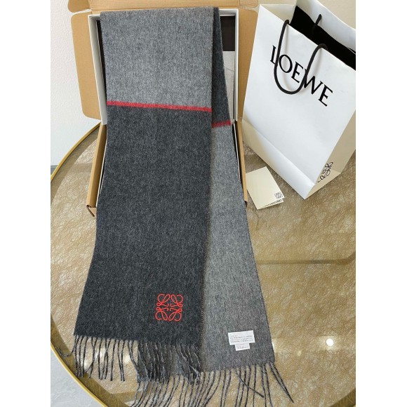 Loewe Window Scarf in Black/Grey Wool and Cashmere