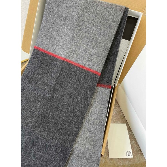 Loewe Window Scarf in Black/Grey Wool and Cashmere