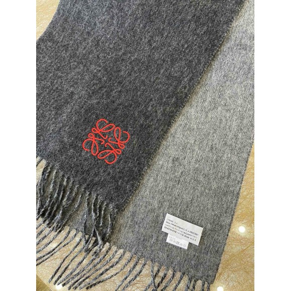 Loewe Window Scarf in Black/Grey Wool and Cashmere