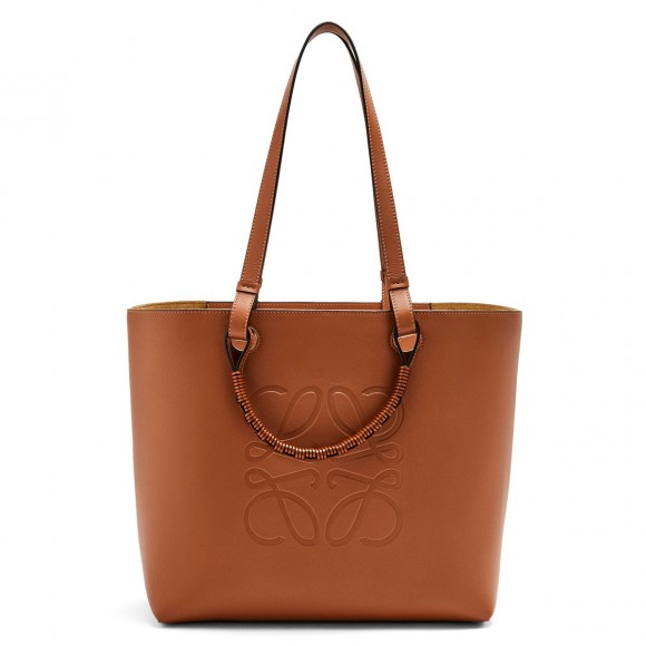 Loewe Anagram Medium Tote Bag In Brown Calfskin Loewe Anagram Medium Tote Bag In Brown Calfskin