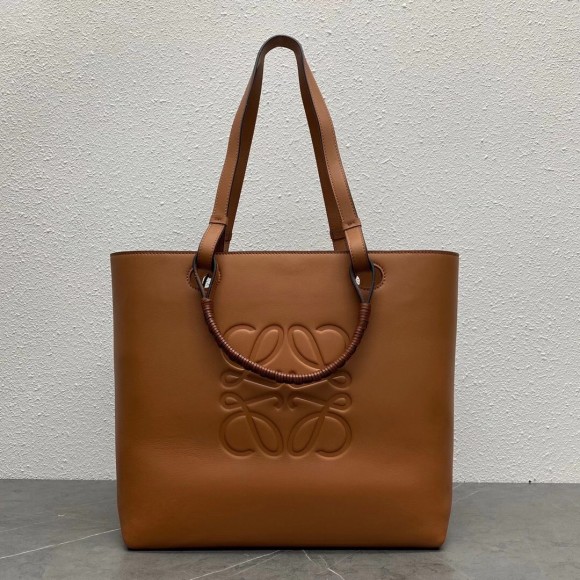 Loewe Anagram Medium Tote Bag In Brown Calfskin Loewe Anagram Medium Tote Bag In Brown Calfskin