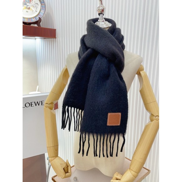 Loewe Scarf in Black Mohair and Wool