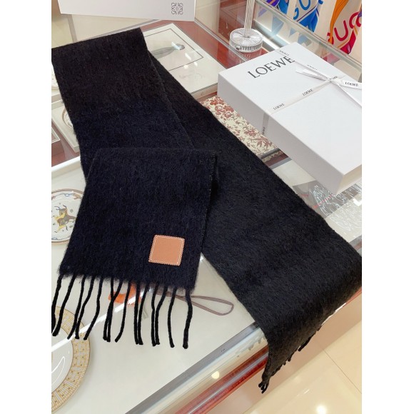 Loewe Scarf in Black Mohair and Wool