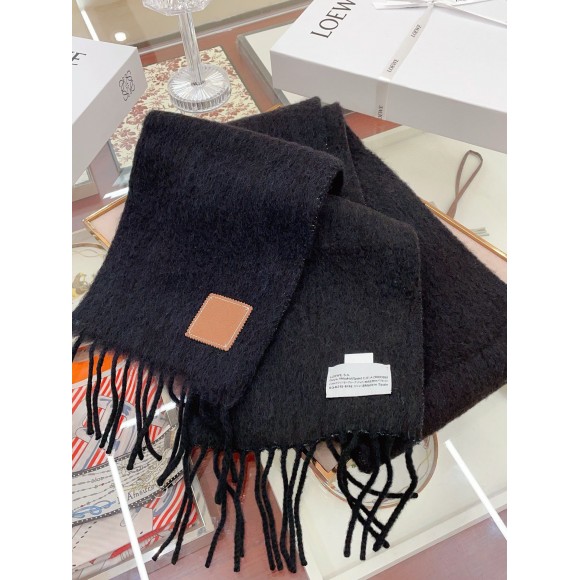 Loewe Scarf in Black Mohair and Wool