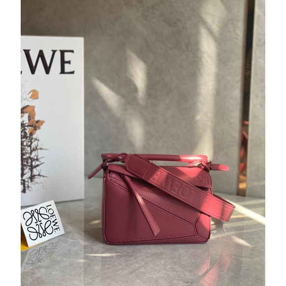 Loewe Puzzle Mini Bag In Plumrose Satin Calfskin Loewe Puzzle Mini Bag In Plumrose Satin Calfskin