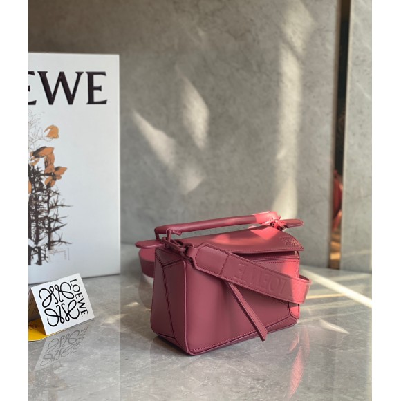Loewe Puzzle Mini Bag In Plumrose Satin Calfskin Loewe Puzzle Mini Bag In Plumrose Satin Calfskin