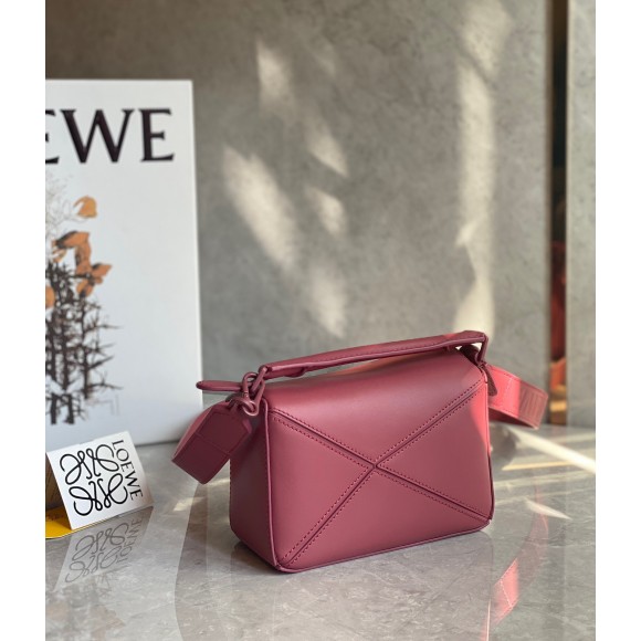 Loewe Puzzle Mini Bag In Plumrose Satin Calfskin Loewe Puzzle Mini Bag In Plumrose Satin Calfskin