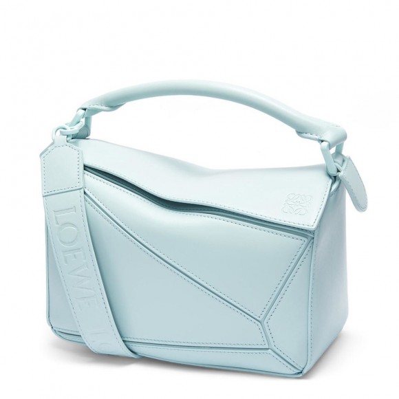Loewe Puzzle Small Bag In Aquamarine Satin Calfskin Loewe Puzzle Small Bag In Aquamarine Satin Calfskin