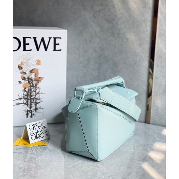 Loewe Puzzle Small Bag In Aquamarine Satin Calfskin Loewe Puzzle Small Bag In Aquamarine Satin Calfskin