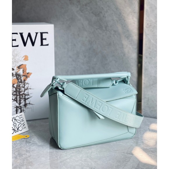 Loewe Puzzle Small Bag In Aquamarine Satin Calfskin Loewe Puzzle Small Bag In Aquamarine Satin Calfskin