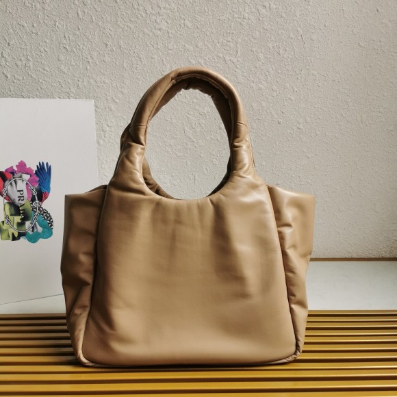 Pra*a medium tote bag in beige nappa leather