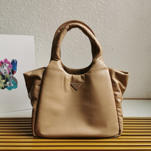 Pra*a medium tote bag in beige nappa leather