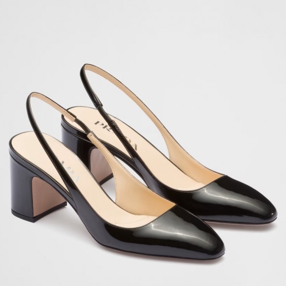 Prada Slingbacks Pumps 65mm In Black Patent Leather Prada Slingbacks Pumps 65mm In Black Patent Leather