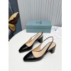 Prada Slingbacks Pumps 65mm In Black Patent Leather