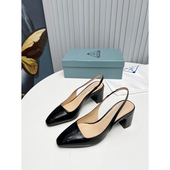 Prada Slingbacks Pumps 65mm In Black Patent Leather Prada Slingbacks Pumps 65mm In Black Patent Leather