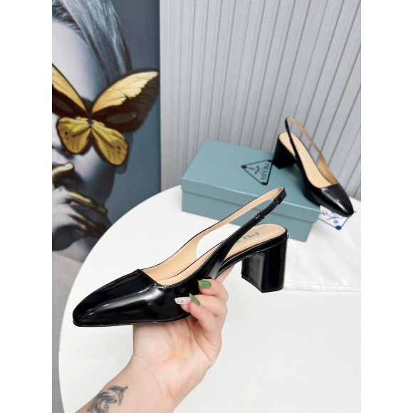 Prada Slingbacks Pumps 65mm In Black Patent Leather Prada Slingbacks Pumps 65mm In Black Patent Leather