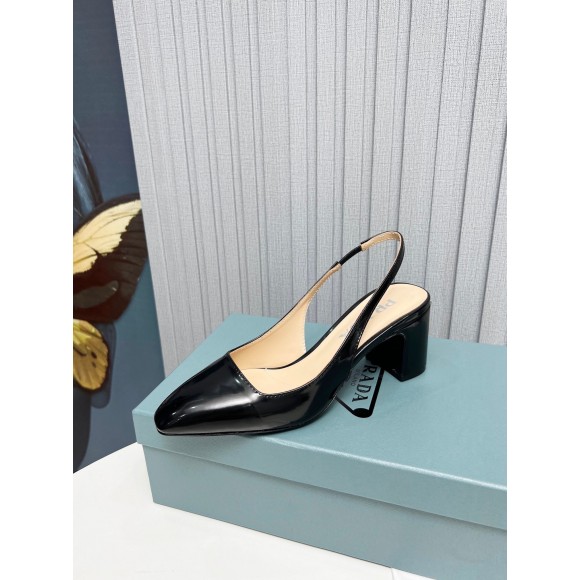 Prada Slingbacks Pumps 65mm In Black Patent Leather Prada Slingbacks Pumps 65mm In Black Patent Leather