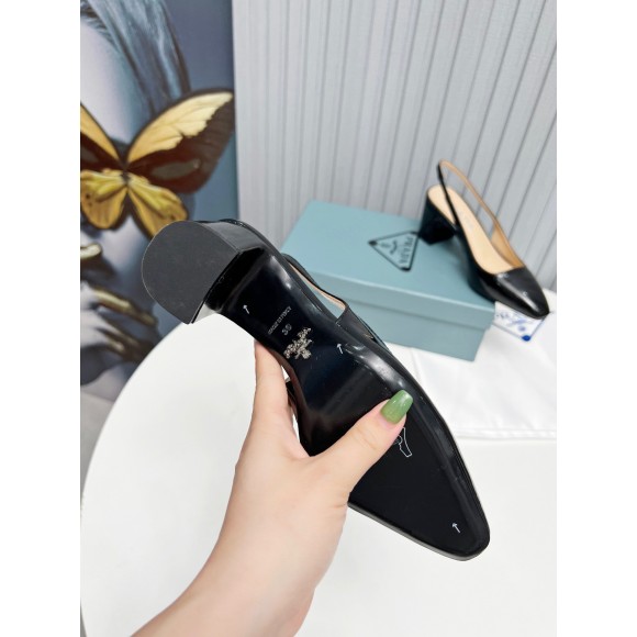 Prada Slingbacks Pumps 65mm In Black Patent Leather Prada Slingbacks Pumps 65mm In Black Patent Leather