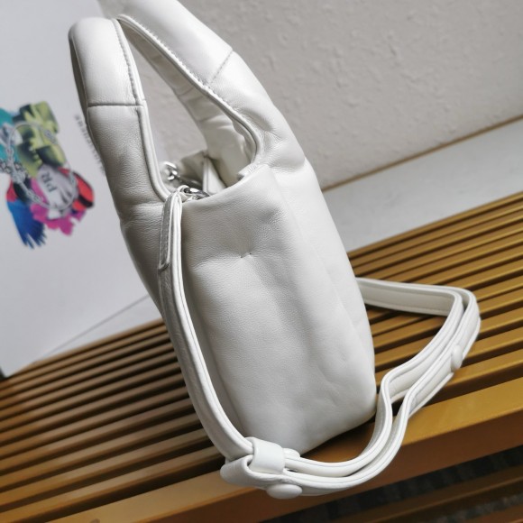 Pra*a small top-handle bag in white nappa leather