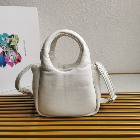 Pra*a small top-handle bag in white nappa leather