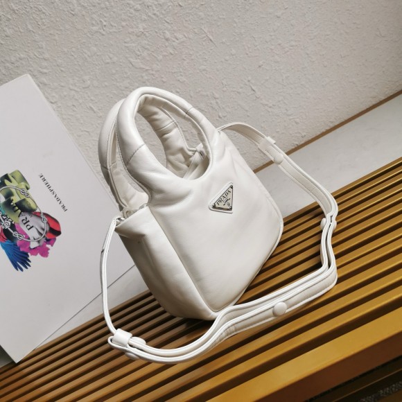 Pra*a small top-handle bag in white nappa leather