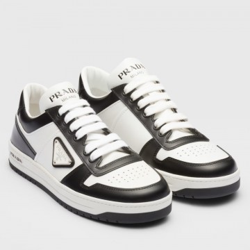 Prada Downtown Sneakers in White and Black Calfskin Prada Downtown Sneakers in White and Black Calfskin