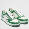 Prada Downtown Sneakers in White and Green Calfskin