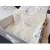 Prada Large Tote Bag In White Woven Raffia