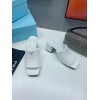 Prada Heeled Slide Sandals 65mm In White Nappa Leather