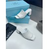 Prada Heeled Slide Sandals 65mm In White Nappa Leather